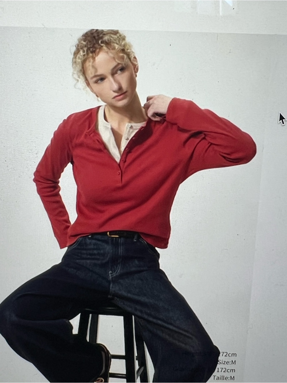 Uniqlo Women's Red Long-Sleeve Henley Top